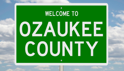 Rendering of a gren 3d highway sign for Ozaukee County