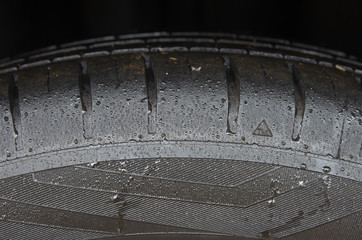 View of Car tire , tire background. Tyre texture closeup.