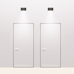modern wc doors on white background
