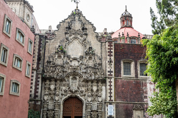 The Church and Convent of San Francisco,  located at the western end of Madero Street in the historic center of Mexico City, near the Torre Latinoamericana
