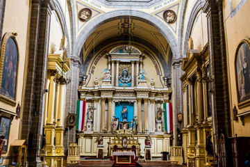 Fototapeta premium Interiors of Cathedral church in downtown of Mexico City.