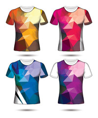  t-shirt templates abstract geometric collection of different colors polygonal mosaic