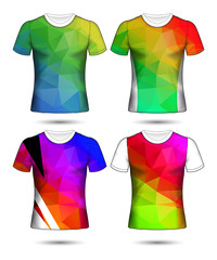  t-shirt templates abstract geometric collection of different colors polygonal mosaic