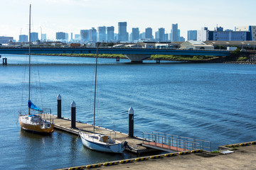 Fototapeta na wymiar (東京都ｰ都市風景)海浜公園から望む新木場側の風景３