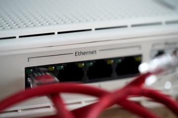 ethernet switch switch and red network cable