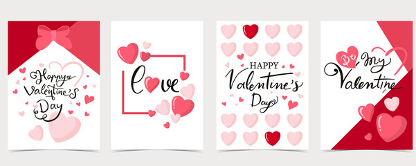 Collection of valentine’s day background set with heart,balloon.Editable vector illustration for website, invitation,postcard and sticker.Wording include happy valentine's day