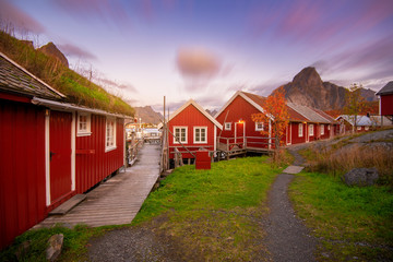 Fototapeta na wymiar Rorbuer traditional house of Lofoten Islands