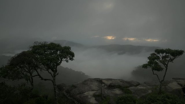 Fog at Sunrise in the Mountains in Brazil
