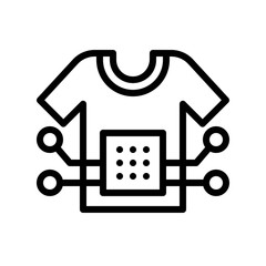 Shirt with computer chip, Future technology line design icon