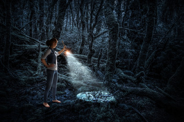 Obraz premium Make her way in darkness. Mixed media