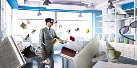 He is trying 3d world. Mixed media