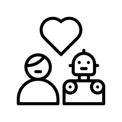 vector, Robotics reHuman in love with robot lated line design icon