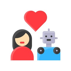 Human in love with robot vector, Robotics related flat design icon