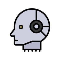 Robot head vector, Artificial related filled design icon