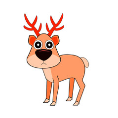 Obraz premium Cute reindeer character isolated on white background, Cartoon and graphic about Christmas and New Year's celebration