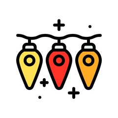 Christmas lights filled style icon, vector illustration