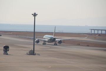 The jet plane which is going to take off at Centrair in Nagoya city