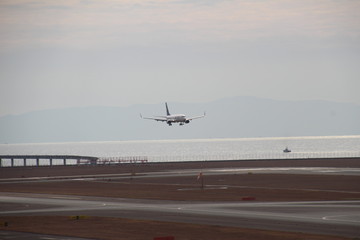 The jet plane which is going to land at Centrair in Nagoya city