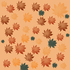 Maple leaves on an orange background