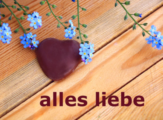 vergissmeinnicht   herz    auf holz