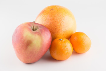 Apples and Orange Isolated on a White Background