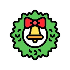 Christmas Wreath vector illustration, filled design icon