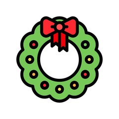 Christmas Wreath vector illustration, filled design icon