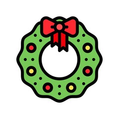Christmas Wreath vector illustration, filled design icon