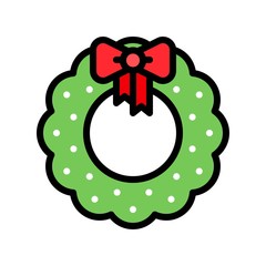 Christmas Wreath vector illustration, filled design icon