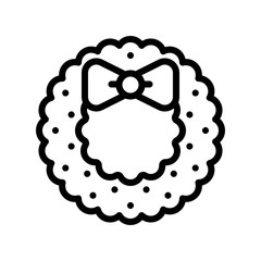 Christmas Wreath vector illustration, line design icon