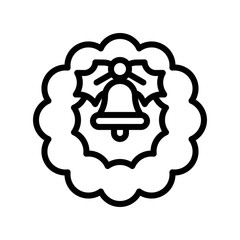 Christmas Wreath vector illustration, line design icon