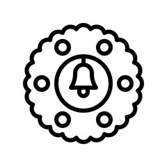 Christmas Wreath vector illustration, line design icon