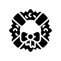 Christmas Wreath vector illustration, solid design icon