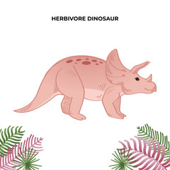 adorable herbivore dinosaur. dino party invitation and birthday. Hand draw