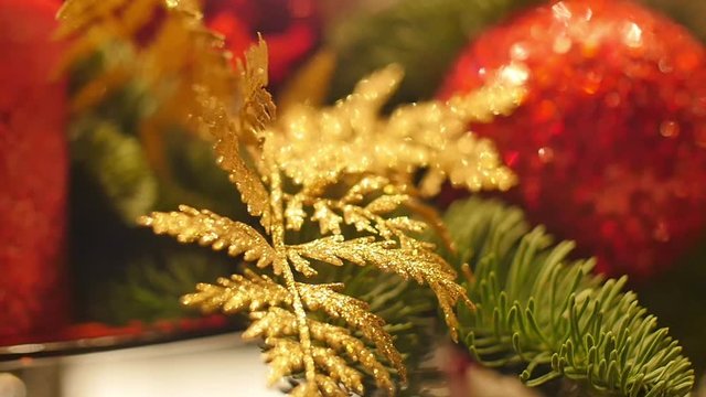 Christmas tree branches and decor slow motions
