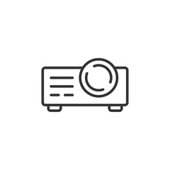 Video projector sign icon in flat style. Cinema presentation device vector illustration on white isolated background. Conference business concept.