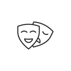 Theater mask icon in flat style. Comedy and tragedy vector illustration on white isolated background. Smile face business concept.