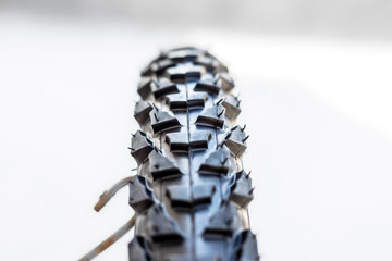 closeup of new shining black mountaineer tire  