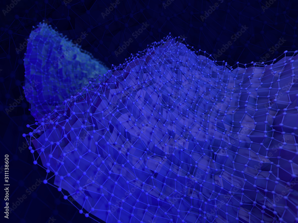 Aufkleber abstract polygonal space low poly background with connecting dots and lines. 3d