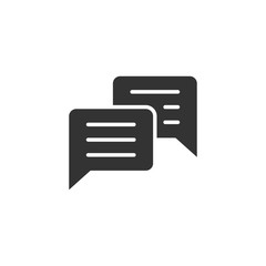 Speak chat sign icon in flat style. Speech bubbles vector illustration on white isolated background. Team discussion button business concept.