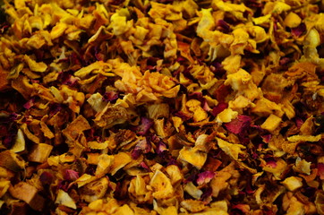 Colorful counter with tea at Istanbul Spice market