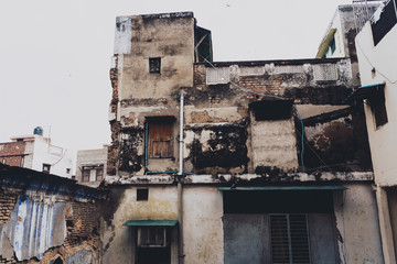 Old decrepit abandoned building in Old Delhi India