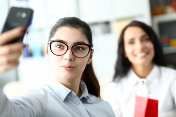 Cute woman on meeting