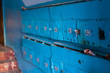 Mailboxes in the entrance of the house