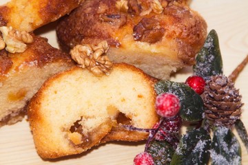 Christmas dessert with nuts and orange