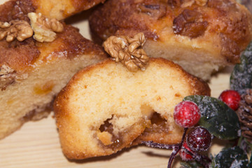 Christmas dessert with nuts and orange