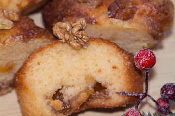 Christmas dessert with nuts and orange