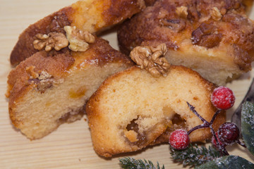 Christmas dessert with nuts and orange