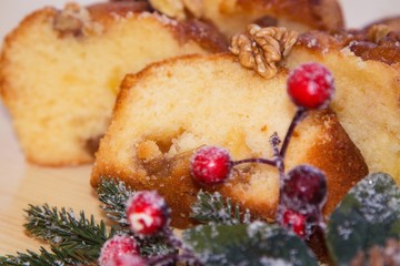 Christmas dessert with nuts and orange