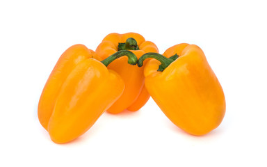 Yellows peppers on a white background